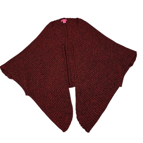 Betsey Johnson Red and black Chunky Knit Open Drape Front Cardigan Onesize. - Picture 5 of 5
